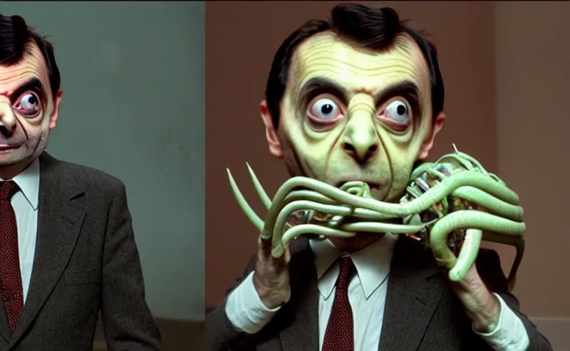 Image similar to alien facehugger mr bean vfx film