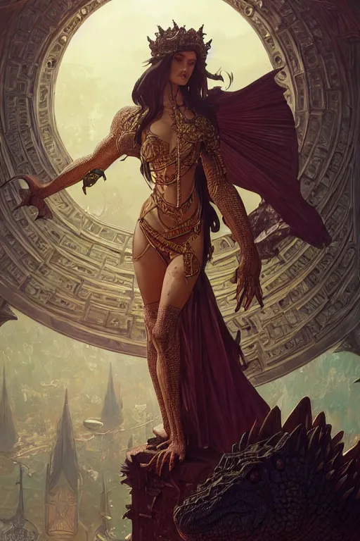 Image similar to crocodile god date, d & d, fantasy, intricate, elegant, highly detailed, digital painting, artstation, concept art, matte, sharp focus, illustration, art by artgerm and greg rutkowski and alphonse mucha