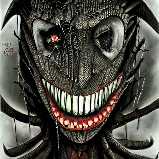 Image similar to fractal spider joker by giger