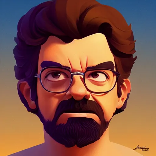 Image similar to face icon stylized minimalist george lucas, loftis, cory behance hd by jesper ejsing, by rhads, makoto shinkai and lois van baarle, ilya kuvshinov, rossdraws global illumination