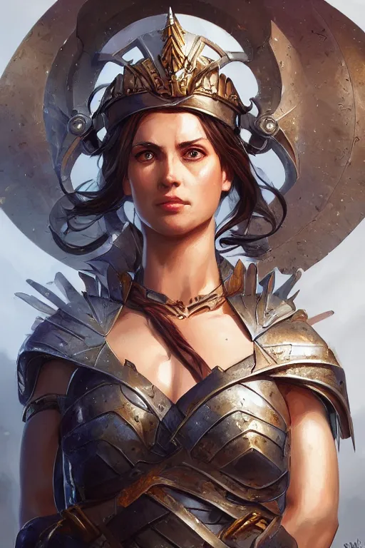 Image similar to amazon valkyrie athena, d & d, fantasy, portrait, highly detailed, headshot, digital painting, trending on artstation, concept art, sharp focus, illustration, art by artgerm and greg rutkowski and magali villeneuve