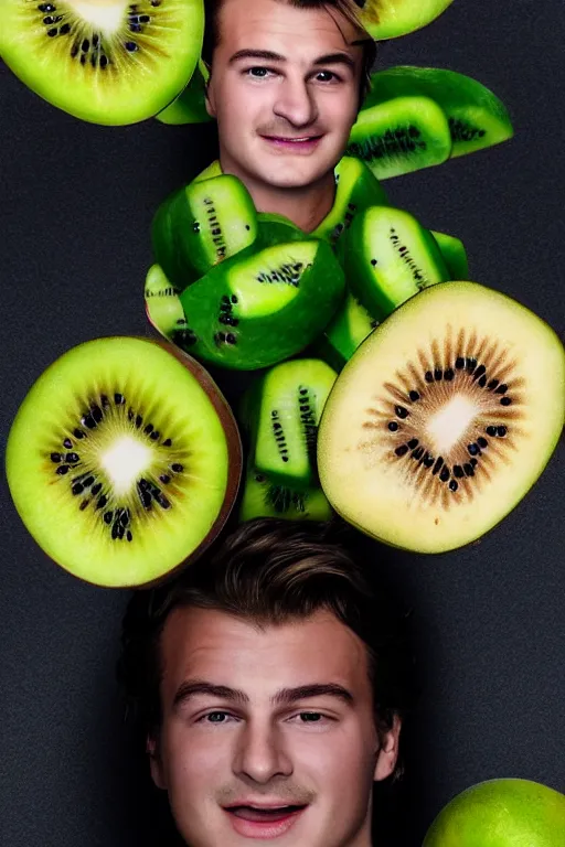 Prompt: 📷 joe keery is a kiwi fruit 🥝, made of food, head portrait, dynamic lighting, 4 k