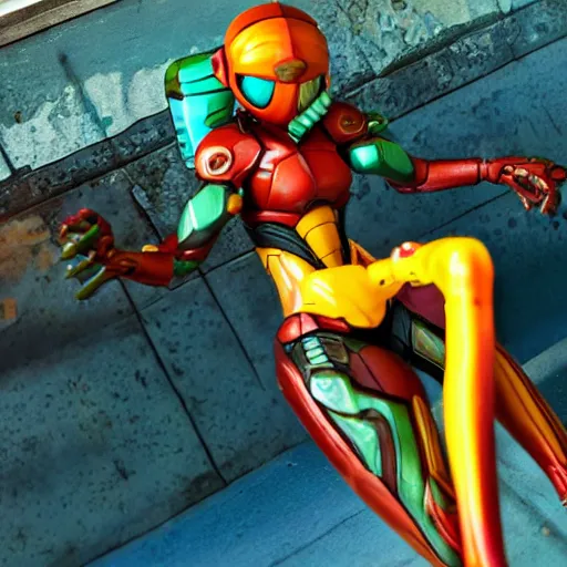 Prompt: metroid samus aran chilling in aruba