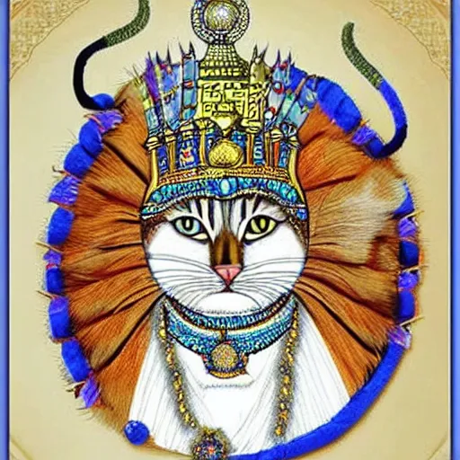 Prompt: create a indian king cat looking like it came from heaven