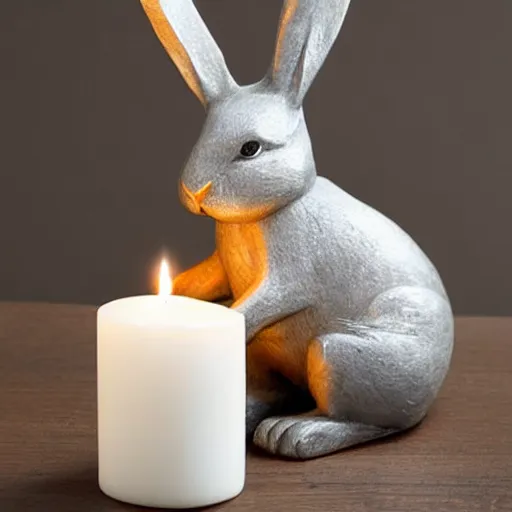 Prompt: rabbit sculpture of a candle - h 8 3 2