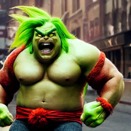 Image similar to movie still of jack black starring as blanka in the 2 0 2 6 live action street fighter movie