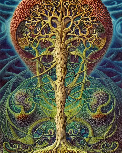 Image similar to tree of life by roger dean and andrew ferez, art forms of nature by ernst haeckel, divine chaos engine, symbolist, visionary, art nouveau, botanical fractal structures, organic, detailed, realistic, surreality