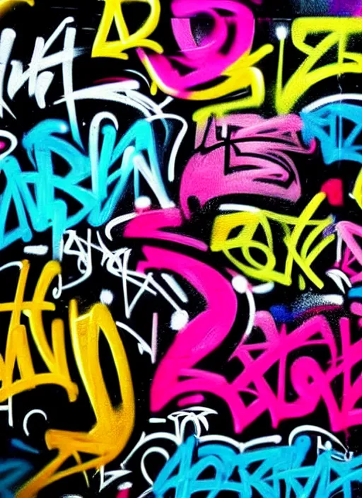 Image similar to beautiful graffiti on black background paper