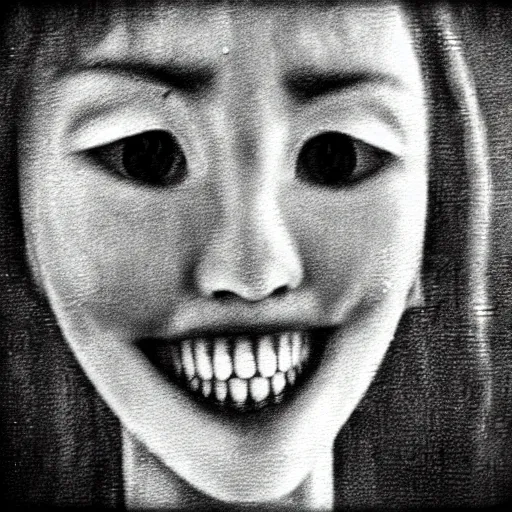 Image similar to “ highly detailed and realistic illustration in the style of junji ito and yoshitaka amano, blurred old photo, noisy film grain texture ”