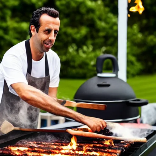 Image similar to edu gaspar cooking on a barbeque in 4 k photo