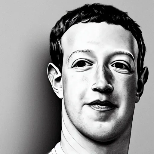 Prompt: A 35mm portrait of Mark Zuckerberg with neck tattoos