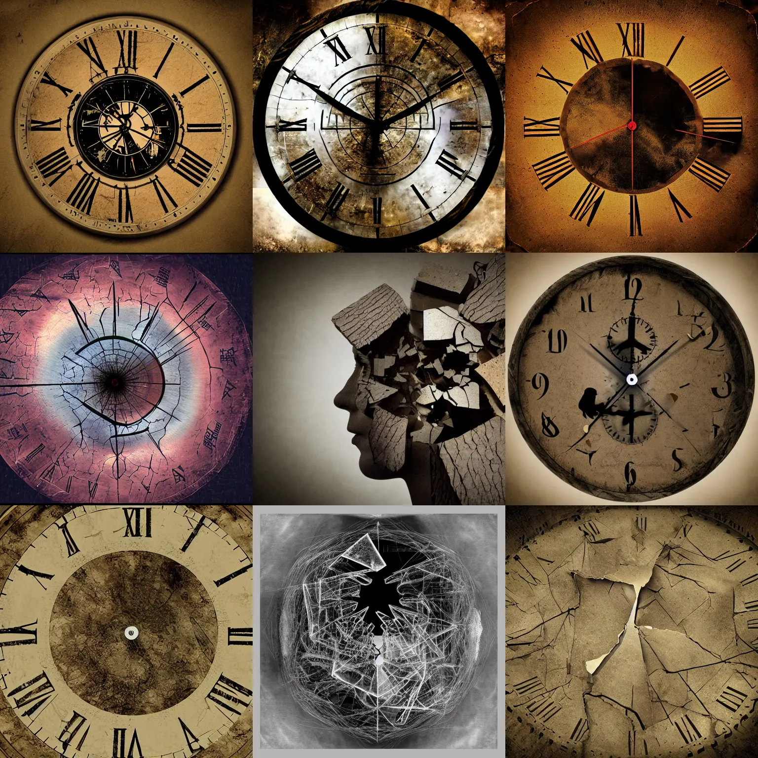 Prompt: illusions of time split the fragile fragmented mind