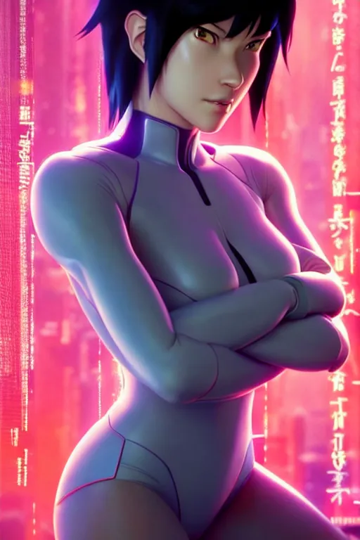 Image similar to weta disney pixar movie still portrait photo of ghost in the shell anime : : as motoko kusanagi by pixar : : by ilya kuvshinov, rossdraws, artgerm, maxim cover, octane render, 3 d, volumetric lighting, anti aliasing, raytracing : :