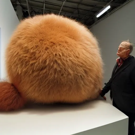 Prompt: rotund obese fox, ron mueck masterpiece in exhibition