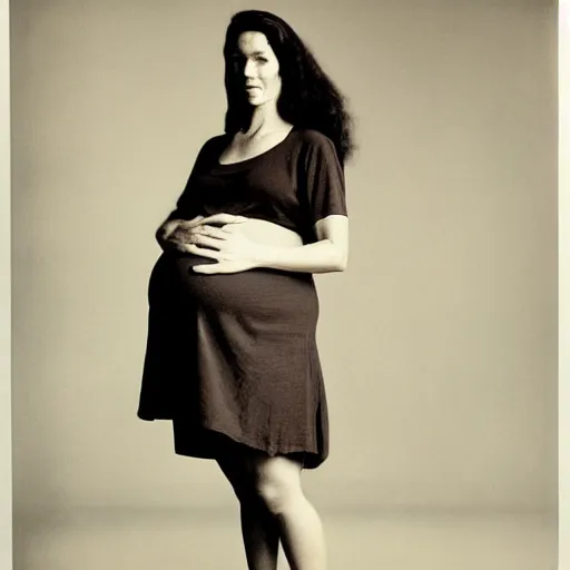 Prompt: full body portrait of a pregnant woman, by Richard Avedon