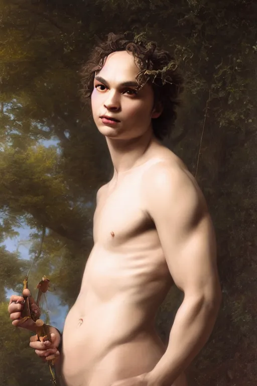 Prompt: Frank Dillane as Puck full body portrait, style portrait painting of François Boucher, Oil Painting, unreal 5, DAZ, hyperrealistic, octane render, Regal, Refined, Detailed Digital Art, RPG portrait, William-Adolphe Bouguereau, Michael Cheval, dynamic lighting, Highly Detailed, Cinematic Lighting, Unreal Engine, 8k, HD
