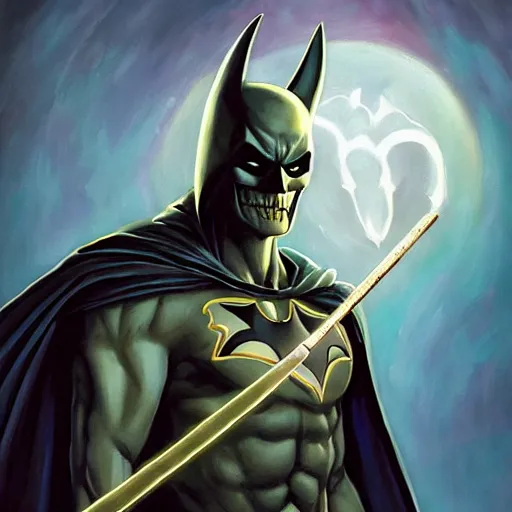 portrait painting of skeletor as batman, art by akira, Stable Diffusion