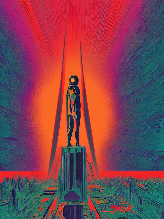 Image similar to A psychedelic poster of 2001: A Space Odyssey by Wes Wilson