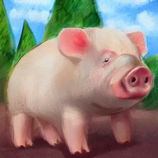 Image similar to cute and adorable miniature piggy 🐖 wearing a cute hat on a summer day, highly detailed, digital painting, artstation, concept art, smooth, sharp focus, illustration, art by yee chong and sydney hanson