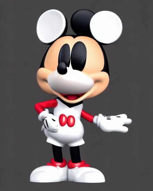 Image similar to full body 3d render of Micky mouse as a funko pop, studio lighting, white background, blender, trending on artstation, 8k, highly detailed