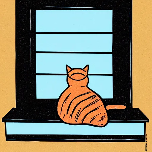 Image similar to cat on a windowsill. illustration