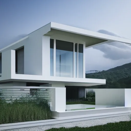 Image similar to pacific architecture minimalist house in the hills, zen, japanese, clean, high resolution, 4k, realistic rendering, furniture, beautiful, breathtaking, amazing, dream home