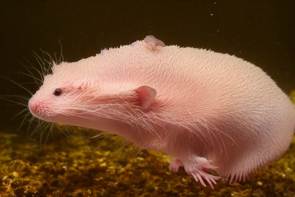 Image similar to hamster axolotl hybrid, national geographic photo