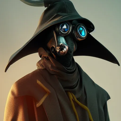 Image similar to cyberpunk plague doctor, digital art, studio, trending on artstation, octane render