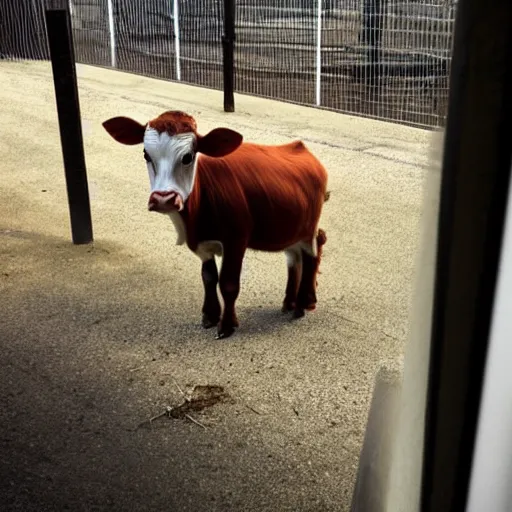 Prompt: mugshot of a calf dressed as an inmate