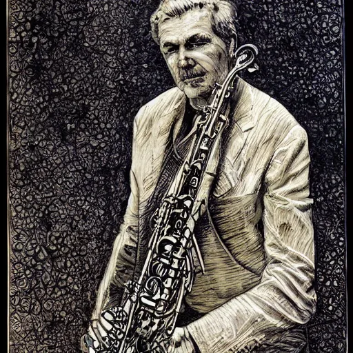 Image similar to saxophonist by ed fairburn, joseph clement coll, franklin booth