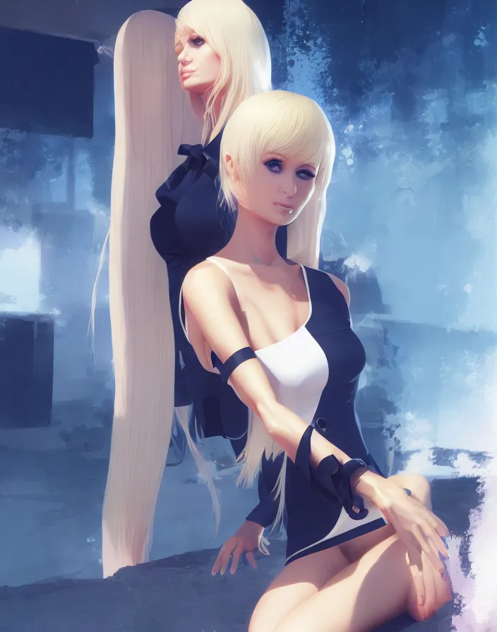 Image similar to paris hilton, matte, art by ilya kuvshinov and kyoto animation and ruan jia and ross tran, studio quality, aniplex,