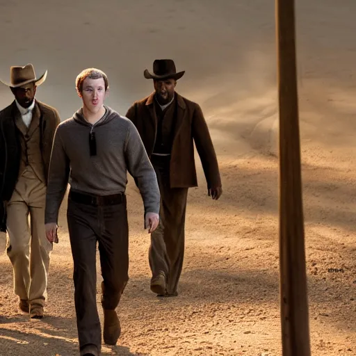 Prompt: Mark Zuckerberg as Calvin Candie in Django Unchained, movie still, EOS-1D, f/1.4, ISO 200, 1/160s, 8K, RAW, unedited, symmetrical balance, in-frame, Sony Vision