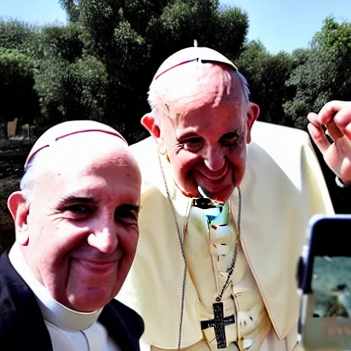 Prompt: Isis taking a selfie with the pope , professional photograph 8000 BC