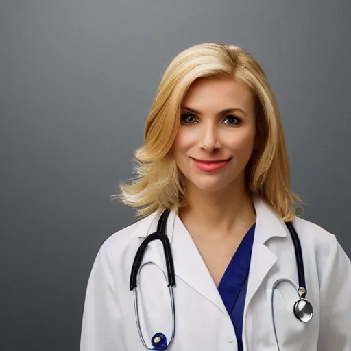 Prompt: a blonde female doctor