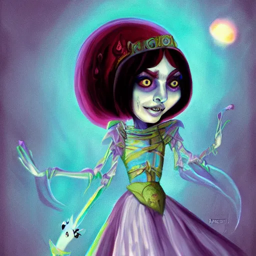 Prompt: young cute necromancer princess by Chris Mars