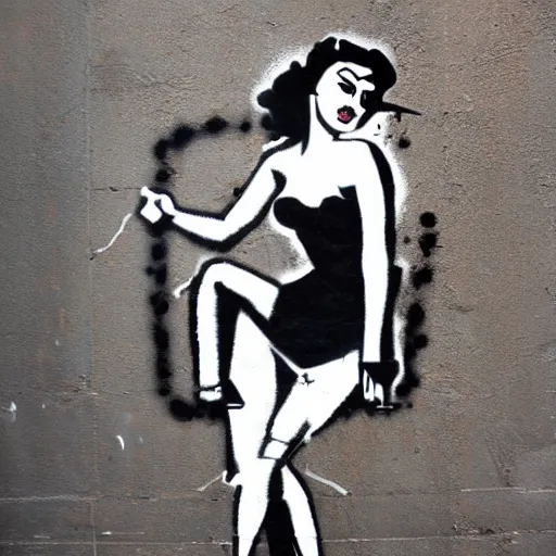 pin up girl graffiti stencil
