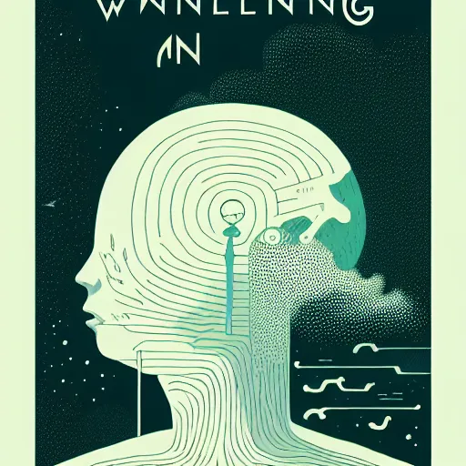 Image similar to a wandering mind, logo, simple white background victo ngai, kilian eng