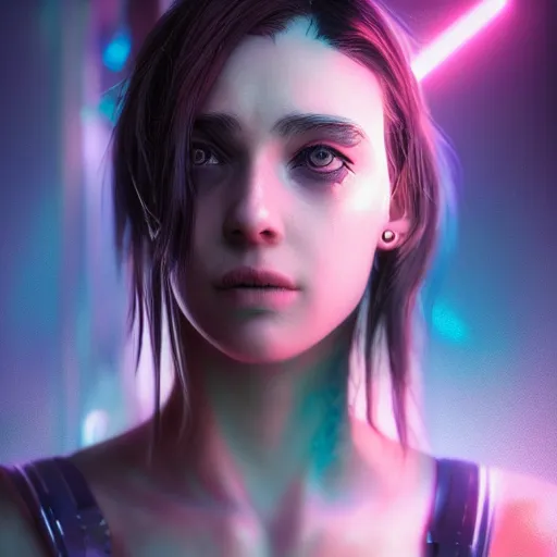 Image similar to the cyberpunk girl portrait, render, octane, 4k, highly detailed, vivid colors, high definition, Johanna, Martine