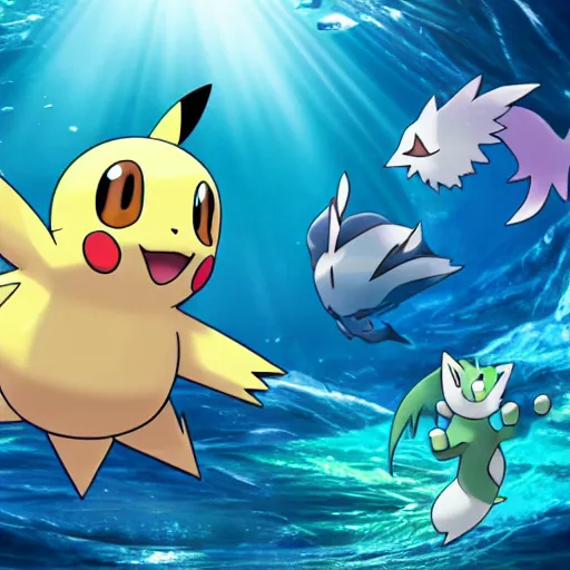 Image similar to A new Pokemon that is an aquatic cat, Pokemon official art, Gamefreak, Nintendo, 8k, Illustration