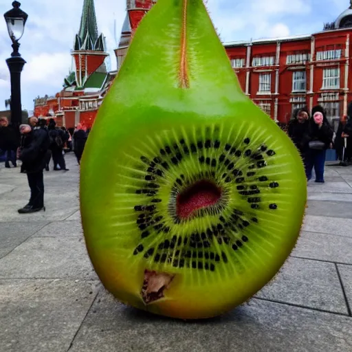 Image similar to photo giant kiwi fruit standing on red square