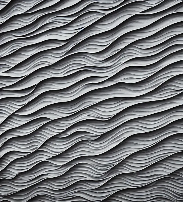 Image similar to ealistic, facade of a building, great wave, studio shot, intricate detail