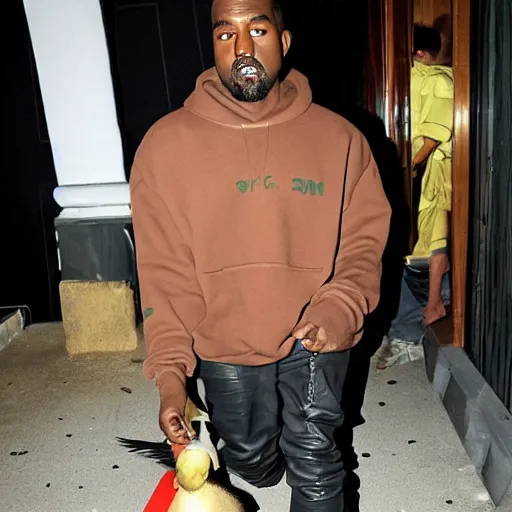 Prompt: kanye west holding a duck