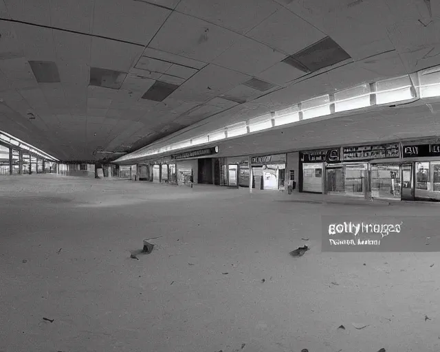 Prompt: camera footage of a Gigantic cockroach in an abandoned shopping mall, high exposure, dark, monochrome, camera, grainy, CCTV, security camera footage, timestamp, zoomed in, fish-eye lens, cockroach, horrifying :4