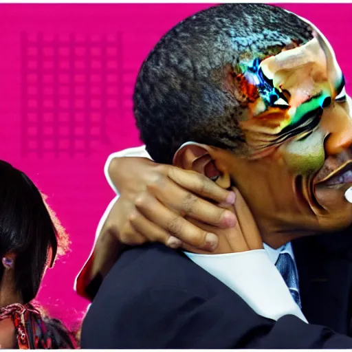 Image similar to Barack Obama hugging his anime waifu, trending on Twitter, set on afternoon