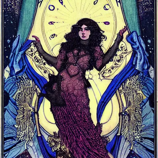 Image similar to ted cruz portrait by louis - theophile hingre, zodiac, tarot cards, planets, ethereal, art nouveau