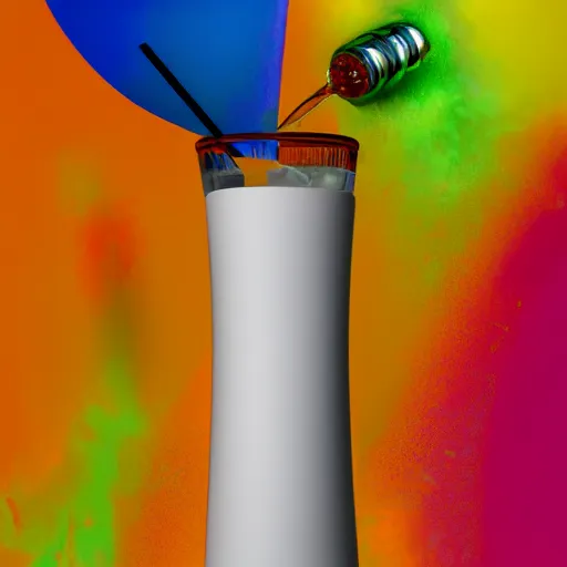 Image similar to close - up of white reneissance head holding a coctail, colorful coctail, digital painting, 3 d render, above the waist