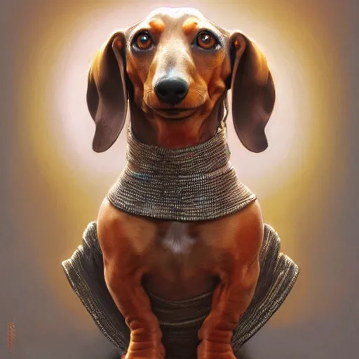 Prompt: dachshund as humpty dumpty | highly detailed | very intricate | elaborate outfit | symmetrical | cinematic lighting | award - winning | closeup portrait | painted by donato giancola and mandy jurgens and charlie bowater | featured on artstation
