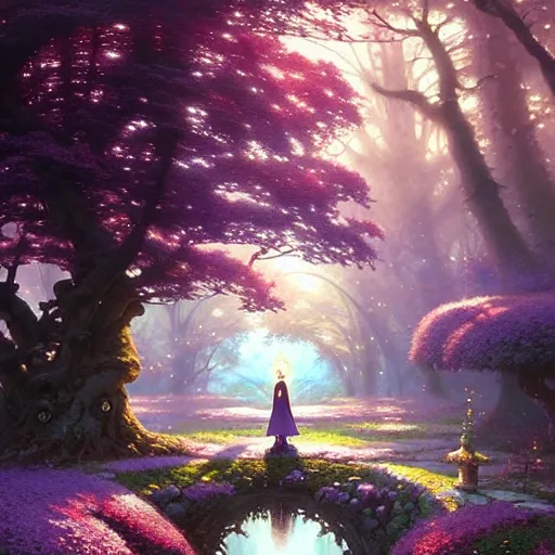 beautiful anime painting of a magical forest, daytime,, Stable Diffusion