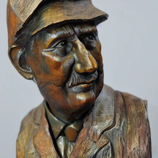 Image similar to andrej babis epic wooden statue painted in style of josef lada, high detail