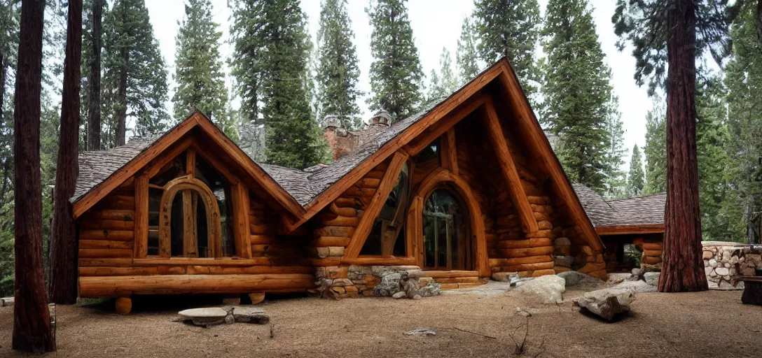 Image similar to house built into a giant sequoia